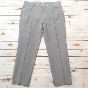 Gap Cropped Stretch Pants Gray White Stripe Mid Rise Pleated Pockets 6